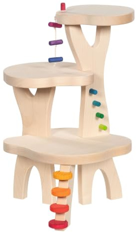 goki 51434 Spielhaus Wandelwelten – Holz-Spielkulisse mit 3 Ebenen, 28,5×42,3×25 cm, kompatibel mit HOLZTIGER-Figuren Biegepuppen