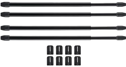 4 Tringles à Rideaux Extensibles 30-50 cm – Noir – Crochets Noirs Autocollants Inclus – Installation Rapide Sans Outils, Pose Facile Sans Perçage