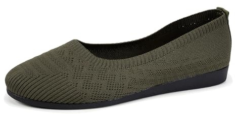 Women's Summer Sporty Ballerina Slip On Shoes, Knitted Non Slip Breathable Comfortable Flat Trainers
