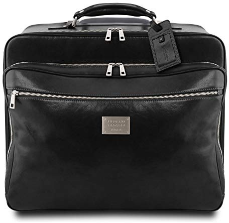 Tuscany Leather Varsavia Zwei Rollen Pilotenkoffer aus Leder Schwarz
