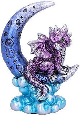 Nemesis Now U5028R0 Metallic Purple Crescent Creature Moon Dragon Figur, Polyresin, One Size