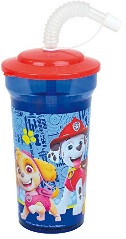 PAT'PATROUILLE 005776 Trinkbecher mit Strohhalm DISNEY MINNIE 005771 Trinkglas/Trinkbecher mit Strohhalm 400 ml für Kinder - Mehrweg-Geschirr, klar