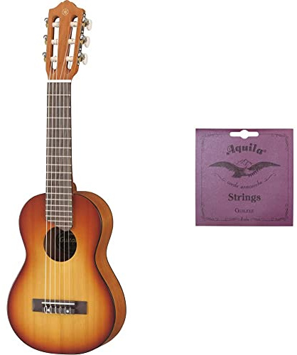 Yamaha Gl1 Guitalele - Mini Guitarra De Madera Con Las Dimensiones De Un Ukelele, Escala De 17 Pulgadas + Aquila 96C - Juego De Cuerdas Para Guitarra