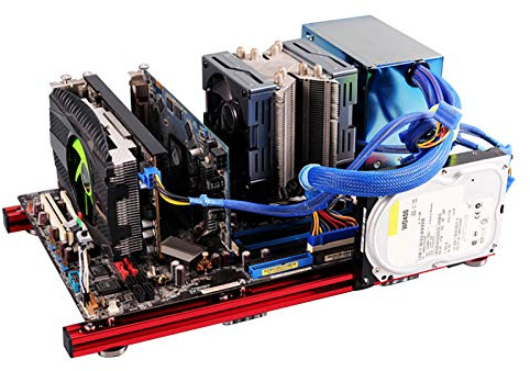 Goshyda ITX Case ATX Test Bench PC Case, DIY Open Design 20x20 Air Frame aus Aluminiumlegierung, Overclocking Test Platform, für ATX Motherboard PC Computer