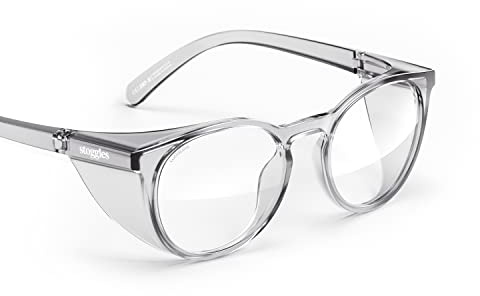 Stoggles Round Z87.1 Certified Polycarbonate Safety Glasses, Scratch & Shatter-Proof, Blue-Light & UV Blocking Lens, Top & Side Shields, Anti-Fog Dip Coated, Durable, Protective & Stylish Eyewear