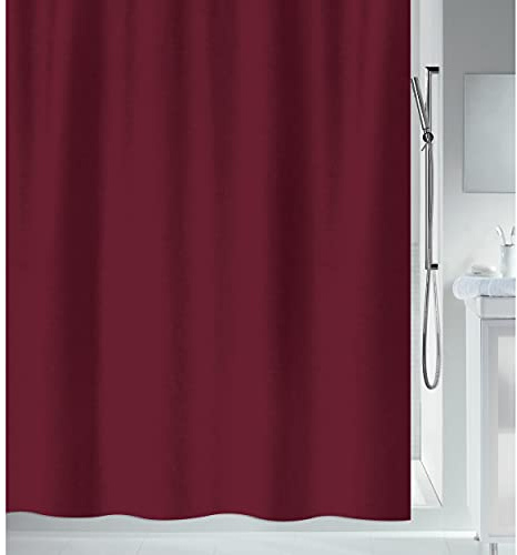 Spirella Schimmel Duschvorhang-Anti-Bakteriell, waschbar, wasserdicht-Polyester, „Primo “ 180x200cm Bordeaux Rot, Red, 180 x 200 cm