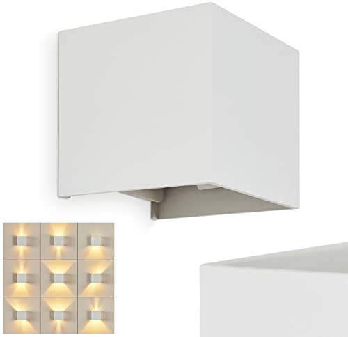 Wandleuchte Badajoz, moderne Wandlampe aus Metall in Weiß, eckige Leuchte mit verschiedenen Lichteffekten durch verstellbaren Schirm, Up & Down Leuchte, 1-flammig, 1 x G9, ohne Leuchtmittel