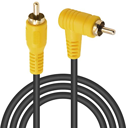 Duttek Câble RCA 1.5M - Câble audio Mâle vers RCA à angle droit, connecteurs plaqués or pour home cinéma, subwoofer, HDTV, système stéréo domestique et DVD ou autres équipements de connexion audio