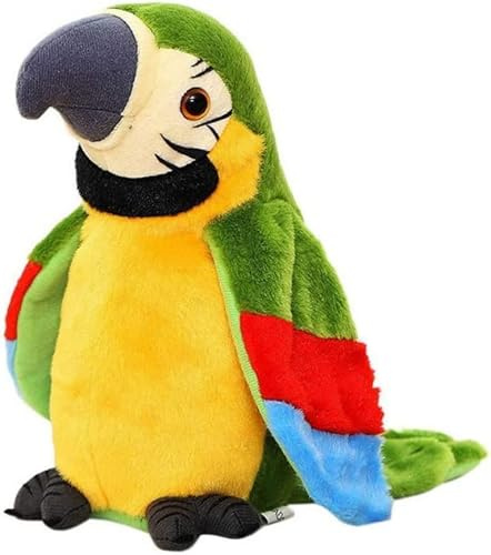 Suyamir Pappagallo Parlante per Bambini Parla Parlando Record,peluche parlante.Giocattolo Peluche che Riproduce la Voce Ripete Quello Che Dici. Regalo per Bambini e Neonati (VERDE)