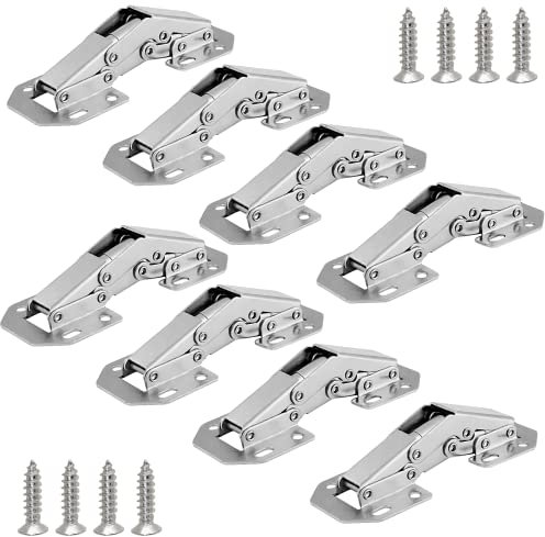 Cionyce 8 Pack Hidden Cabinet Hinges Surface Mount 4 inch Stainless Hinges Concealed for Cupboard