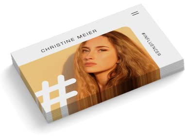 Visitenkarten personalisiert | mit Foto | Design Influencer # 1 | 1-seitig | Querformat | Menge + Papier zur Auswahl | selbst gestalten | hochwertiger Druck (250 Stück)