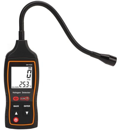 Probador Digital de Fugas de Refrigerante para HVAC y Sistemas de Aire Acondicionado Detector de Gas Halógeno con Rango 0-1000 ppm para Freón R22 R410A R134a