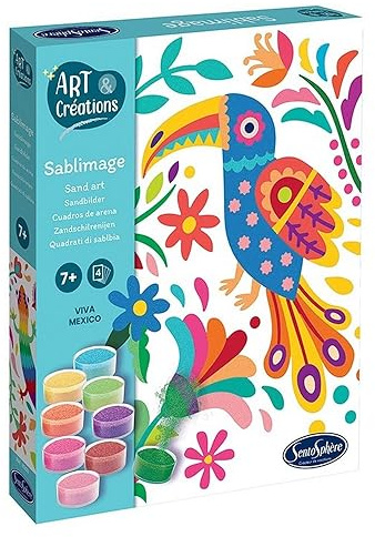 Sentosphère – Sablimage Viva Mexico! – Coffret créatif pour Enfants dès 7 Ans – Création de Tableaux avec Sable coloré – Kit Complet avec Tableaux prédécoupés, Sable coloré, et Notice – 8202