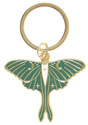Something Different Wholesale Porte-clés Mystical Luna Moth – Breloque dorée émaillée sur porte-clés forêt sombre, accessoire parfait pour un cadeau dans la forêt, doré, S