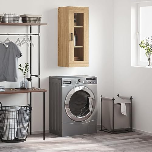 Hovothy Wandschrank 34,5x34x90 cm Klein Hängeschränke Holzwerkstoff Badhänge Schrank Küchenschrank Hängend Schrankaufsatz Schlafzimmer Sonoma-Eiche
