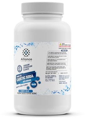 Alliance Chemical Sodium Hydroxide Flakes ACS Grade - 4 Lb - Soap Making Supplies for Chemical Reactions and Professional Laboratories