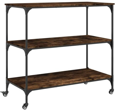 vidaXL Köksvagn rökfärgad ek 102x50x95 cm konstruerat trä