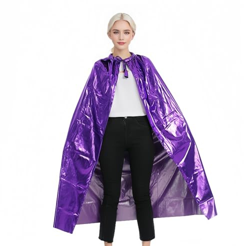 Proumhang Cape d'halloween Longue Cape Scintillante Cape Brillante Mardi Gras Wizard Party Carniva Costume de Noël 120cm Violet