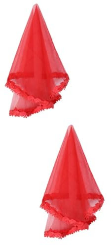 LIFKOME 2stücke Roter Brautschleier Netz Mit Blumenverzierung Für Hochzeiten Verlobungen Oder Anträge Leicht Und Stylisch Einlagig