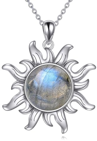 AXELUNA Vintage Sonnen-Bernsteinkette, Sonnenanhänger aus 925er Sterlingsilber, energetischer spiritueller Schmuck für Damen und Herren, böhmisches Retro-Geschenk für Ihn/Sie