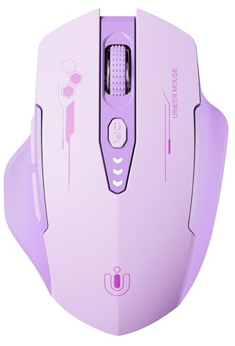 Uineer Bluetooth-mus, [Uppgraderad] Trådlös mus med flera enheter, synlig batterinivå, Tri-Mode (BT 5.0/4,0 + 2,4 G Hz) uppladdningsbar ergonomisk mus, 4 justerbara DPI, kallfri mus för bärbar dator