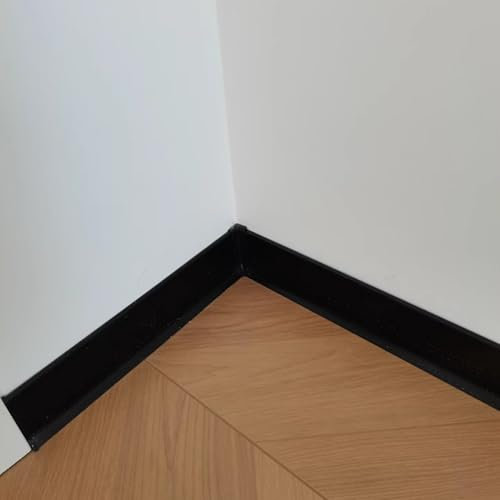 Sockelleiste Sockelleisten Fussleisten Flexible Sockelleistenleisten, Aluminium-Sockelleisten mit Zubehör, Garagenboden-Sockelleiste für Wohnzimmer/Flur/Keller/Badezimmer(L 57ft/17.5m)