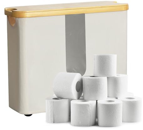 LOVSTORAGE Toilettenpapier Aufbewahrungs mit Deckel, Toilettenpapier Aufbewahrung Korb, WC Papier Groß Klopapier Aufbewahrung, Toilet Paper Storage Container for Toilette Badezimmer Beige