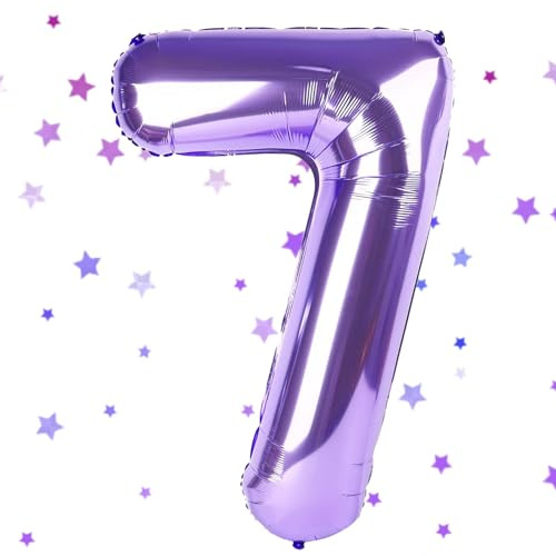 UDRKFOPK Luftballons Zahl 7 Lila Folienballon Helium Deko für Kinder