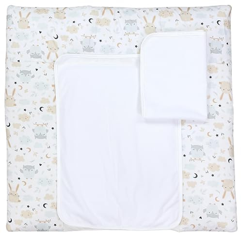 TupTam Wickelauflage mit 2 wasserfesten Frotteebezügen – weich gepolstert & hautfreundlich MAR02579, Farbe: Hase/Eule, Größe: 76 x 76 cm