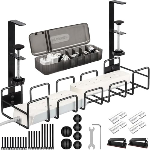Kabelkanal Schreibtisch, Schwarz Kabel Management 40CM, Ohne Bohren Kabel Organizer für Kabel Verstecken, Büro Schreibtisch kabelwanne, Unter Schreibtisch Organizer mit Kabel Organisation, Mittel