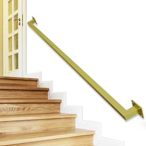 Liyadolaam Corrimano a Muro per Scale Interni Esterni Maniglione, Staffe per Ringhiere per Scale Supporto a Parete in Ferro battuto in Metallo Nero Corrimano di Sicurezza, Oro(30cm)