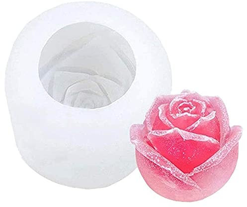 Molde de silicona 3D para cubitos de hielo en forma de rosa, cubo reutilizable con forma de rosa de gelatina de hielo y bandeja de molde de helado, para bebidas frías, whisky y cócteles (grande)