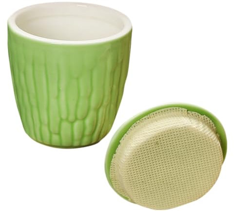 Warmhm Ceramic Tea Canister and Porcelain Storage Jar 100ml Food Storage Container Lid Lightweight Green Decorative Jar for Loose Tea Coffee Sugar Kitchen Use