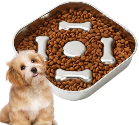 Antischlingnapf Hunde Edelstahl, Anti Schling Napf Hund Metall Hundenapf Slow Feeder rutschfest Futternapf Für Mittelgroße Und Große Hunde Katzen