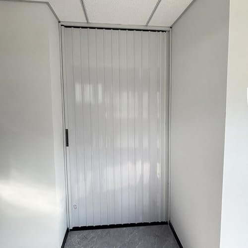 GLFNB Portes Pliantes pour Salle de Bain, Porte accordéon coulissante à Plusieurs Volets avec Serrure, Porte Pliante Blanche pour séparation de pièce et Placard (86,4 x 203 cm)