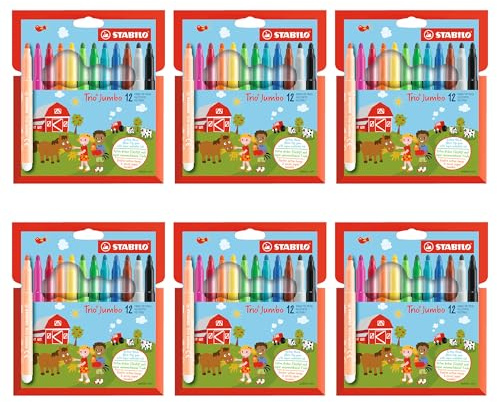 STABILO - Dicker Filzstift - Trio Jumbo - 6x 12er Pack - 12 Farben