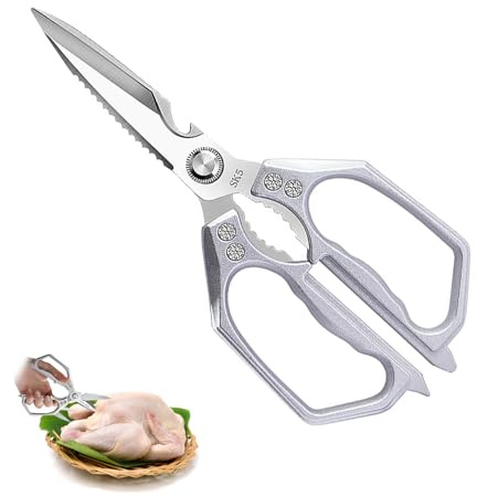 Forbici da Cucina Resistenti,5 in 1 Trinciapollo Multifunzionali in Acciaio Inox,25cm Impugnatura Ergonomica e lame in titanio,per Casa Uso,Osso di Pollo,Carne,Verdura,Pollame,Pesce,Erbe,Noci