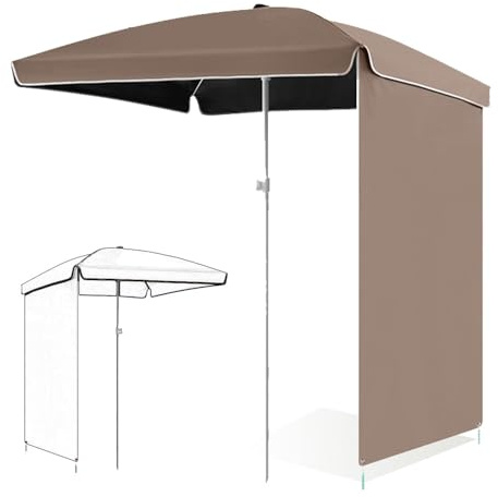 IMUNKT Parasol De Jardin avec Rideau Latéral Parasol De Plage Portable 160x160cm Parasol Carré pour Marché Table Terrasses Extérieur(Coffee,160cm/5ft)