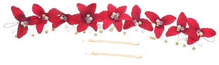 Beaupretty Bridal Red Headdress Rhinestones for Bride Wedding Hair Accessories Flower Crown Headband for Women Engagement Party Leaves Floral Headpiece Hair Vine Tiaras