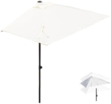 GSKDZG Demi Parasol De Terrasse Mural 200cm 250cm 270cm Parasol De Jardin Rectangulaire Réglable En Hauteur(Beige,200x130cm/6.5x4ft)