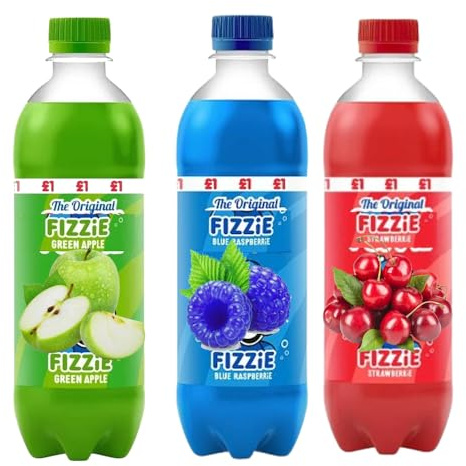 Green Apple, Blue Raspberry & Red Cherry Flavour soft drink 500ml PMP - Vegeterian/Vegan - Slsp (12 Bottles, Random Mixed)