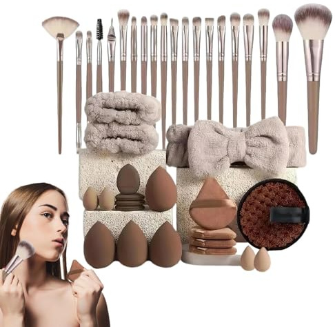 Pinceaux et accessoires de maquillage, set d'ustensiles de maquillage, kit de beauté 40 pièces accessoires cosmétiques pour fond de teint et ombres à paupières femmes, usage quotidien