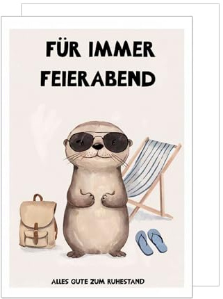 Edition Seidel Premium XXL Maxi Glückwunschkarte zum Ruhestand mit Umschlag Format DIN A4. Ruhestandkarte mit Spruch Grußkarte Ruhestand Arbeit Kollege Kollegin Freunde Otter (A4-R1001)