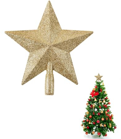 Weihnachtsbaumspitze Stern, 20cm Christbaumspitze, Baumspitze Weihnachten Sterne, Christbaum Spitze, Sterne Plastik Christmas Tree Topper, für Christbaum Tannenbaum Weihnachten Dekoration