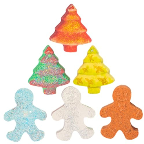 LOLIPPYY 6 Stück Weihnachtsduft Badesalzbomben Gingerbread Reichhaltig Schäumende Duftbadebomben Kleine Schaumbadebomben für Fußbad Badewanne und Reisen