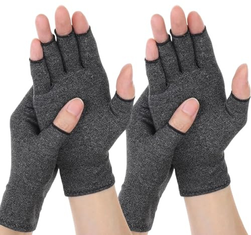 GXAHSOL 2 pares Guantes de Artritis, Guantes Sin Dedos De Compresión Para Aliviar Artritis para Mujeres y Hombres, Proporcionan Calor, Reducir el Dolor, M