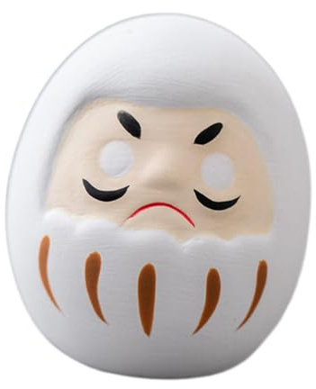 Sharplace Figura de Daruma Japonesa, Adorno Daruma de Mesa, Estatua de Cerámica, Decoración para Estantería, Escritorio, Hogar, Blanco