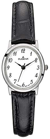 Dugena Damen Armbanduhr Vintage Leder 22x24mm schwarz/weiß