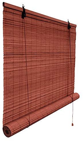 Victoria M. Bambusrollo Sonnenschutz Sichtschutz Rollo Seitenzugrollo, für Fenster und Türen, Blickdicht, 90 x 160 cm, Kirsche