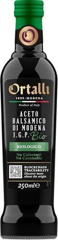 Ortalli - Bio Aceto Balsamico di Modena Casa Maranello | Niedrige Dichte | Ideal für Salate und Marinaden | Ohne Farbstoffe und Konservierungsmittel | 250 ml Flasche